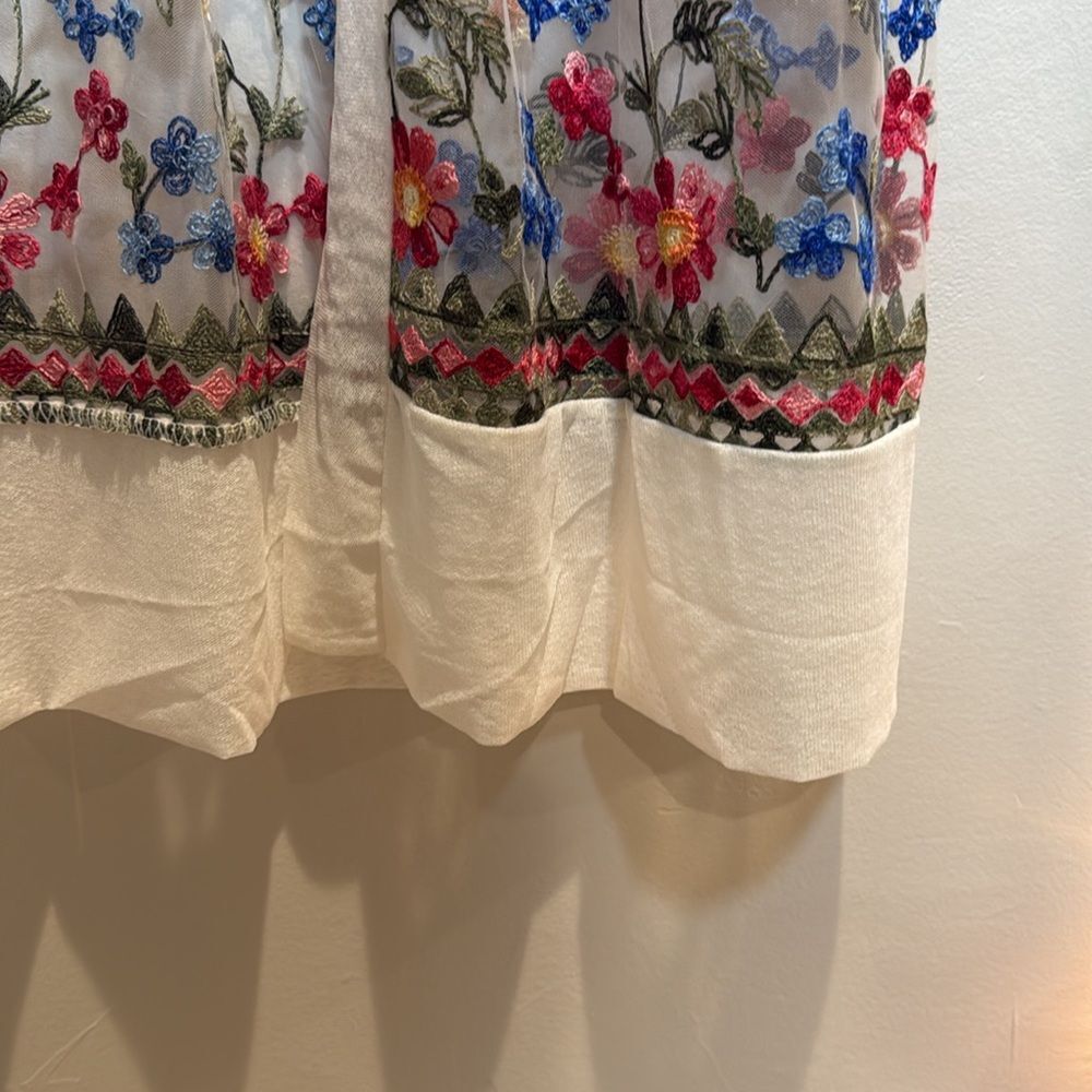Kimono Sheer White Floral Embroidery Wedding Bridal Spring Shower Beach Boho - Picture 5 of 12